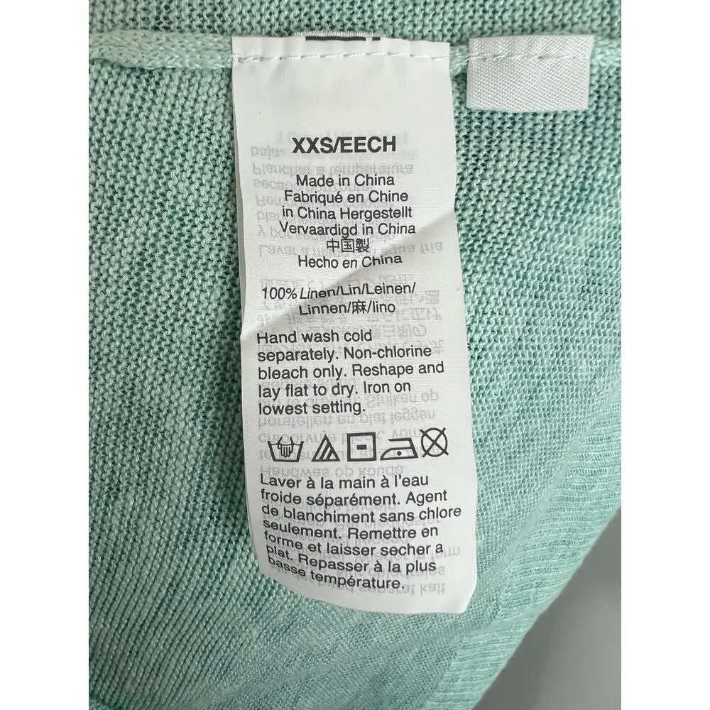 J. Crew Green Long Sleeve Women's Crewneck Faded Linen Sweater Size XXS